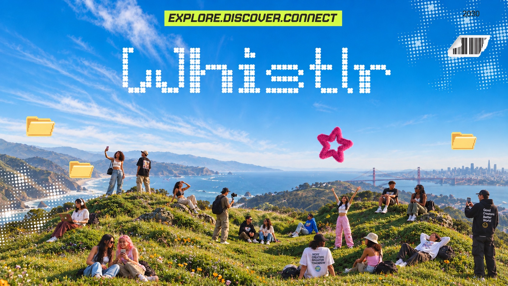Whistlr — creators hanging out on a hillside over San Francisco Bay